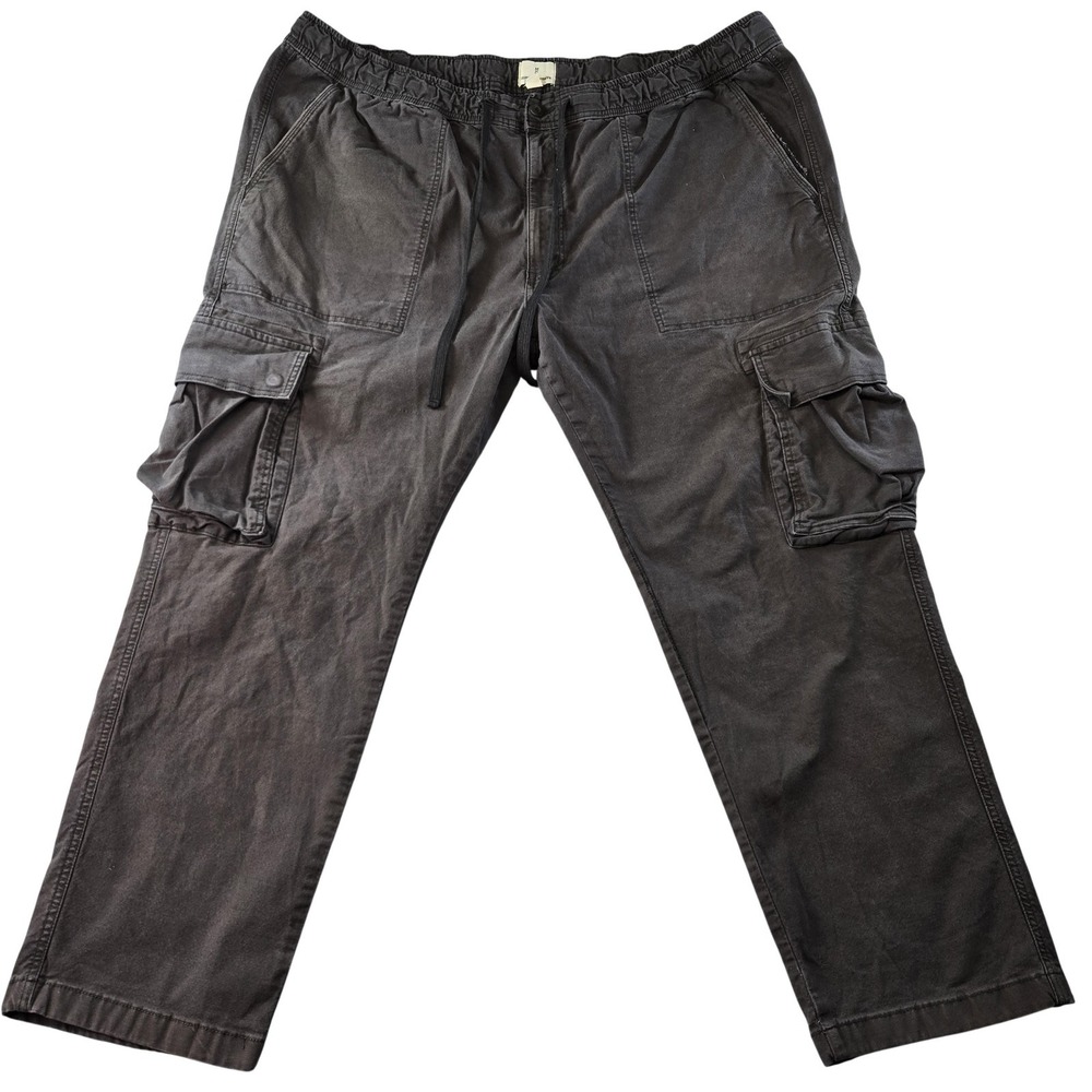 Mutual Weave Pants Mens 4XL Gray Cargo Relaxed Cotton Spandex Pockets‎